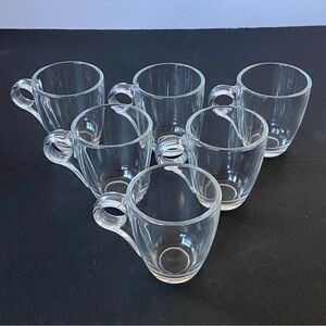 Espresso Cup Set Clear Glass Art Deco Set of 6 4oz